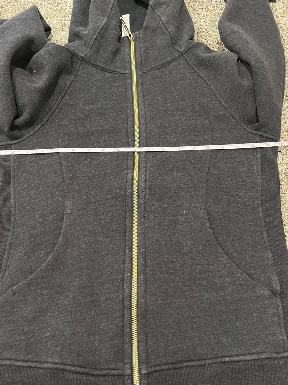 lululemon athletica Scuba Charcoal Gray Full-Zip Hoodie with Gold Zipper-Size 10 - Picture 6 of 9